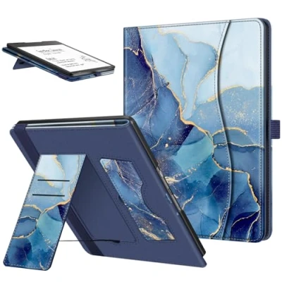 Immagine di FINTIE Custodia per Kindle Scribe 10,2&quot; (modello 2022) Protettiva Verticale Supporto Cover con Slot Schede e Pen Holder, Funzione Auto Sveglia/Sonno, Ocean Marble