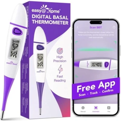 Immagine di Easy@Home Termometro Basale: BBT per la Previsione della Fertilità con Richiamo Memoria Basale Digitale Accurato Il Monitoraggio Temperatura l&#039;App Premom