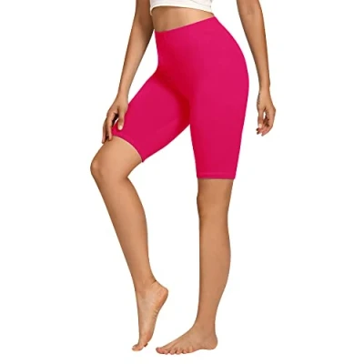 Immagine di Libella Pantaloncini da Ciclismo Corti Donna in Cotone a Vita Alta opachi Sportivi Estivi Magenta 4165 M