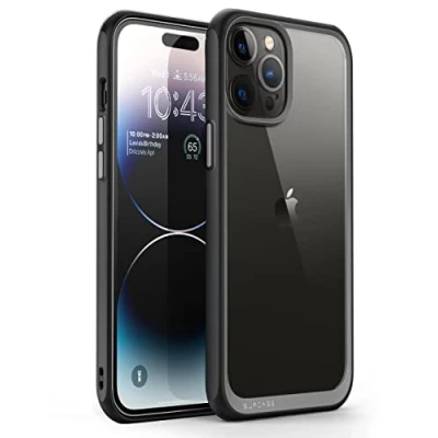 Immagine di SUPCASE Cover per iPhone 14 Pro (2022) da 6,1 pollici, Custodia Sottile e Trasparente, Retro Rigido, Bordi Morbidi Paraurti in TPU Antiurto (Nero)