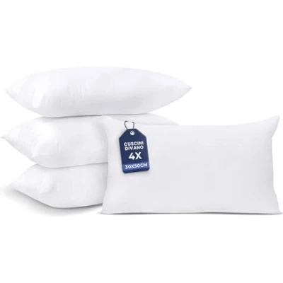 Immagine di Utopia Bedding Set di 4 Cuscini, 30 x 50 cm Imbottitura per Cuscini Divano, Cuscino Interno (Bianco)