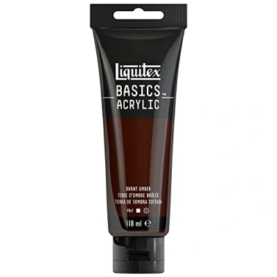 Immagine di Liquitex 8870014 Basics Pittura acrilica, Pigmenti per artisti monopigmentati, Resistente alla luce, durevole nel tempo, Finitura satinata, Tubo da 118 ml Terra D&#039; Ombra Bruciata