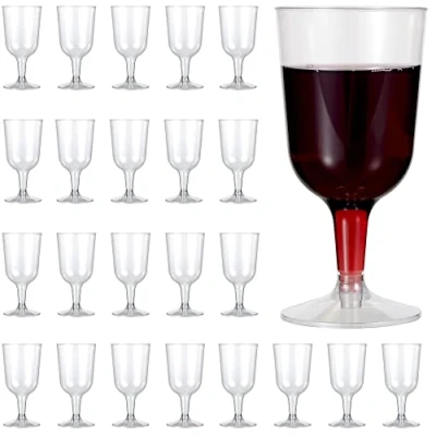 Immagine di Matana 48 Bicchieri da Vino in Plastica Rigida Trasparente (180ml) Eleganti, Resistenti e Riutilizzabili Calici per Compleanni, Matrimoni, Natale, Barbecue, Picnic, Feste