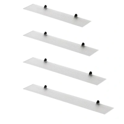 Immagine di Euro Tische mensola da parete in vetro 90 cm, per bagno, doccia trasparente con linee di sicurezza ESG 6 mm e supporti metallo (vetro