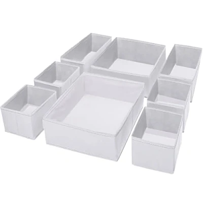 Immagine di Puricon Organizer per Cassetti 8 Pezzi, Scatole Armadio Pieghevole in Tessuto Biancheria Intima Reggiseni Calze Fazzoletti Sciarpe Cravatte Giocattoli Libri Soggiorno Bianca