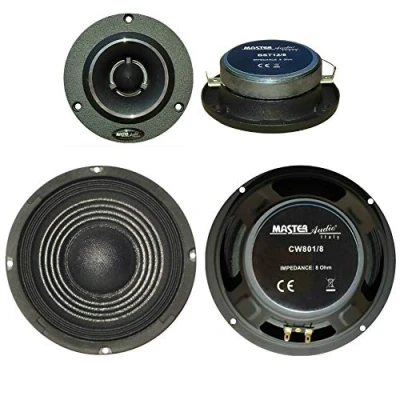 Immagine di kit casa MASTER AUDIO con 2 woofer CW801/8 da 20,00 cm 8 ohm 150 watt rms 300 max + tweeter BST12/8 9,80 175 350 max, a coppia