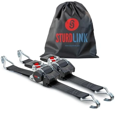 Immagine di Cinghie con Cricchetto Automatiche 50mm 3m LC 750kg/1500kg Gancio in Acciaio [x2] Avvolgitore Automatico Cinghia Fissaggio per Rimorchio, Carrello Quad Barca Enduro EN 12195 2 Sturdlink®