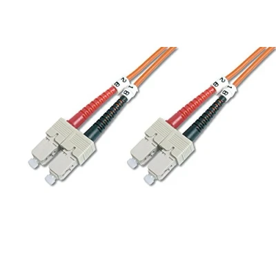 Immagine di Cavo patch DIGITUS LWL OM2 in fibra ottica da SC a 3 m LSZH Duplex Multimode 50/125µ 10 GBit/s Arancione, SC/SC