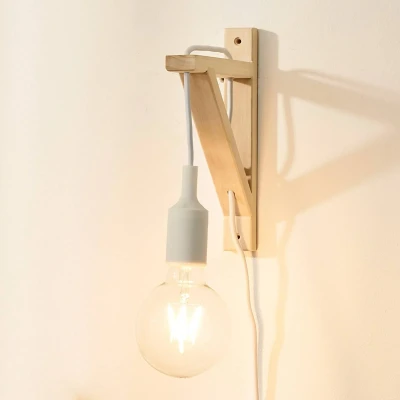 Immagine di Lucide Fix applique in legno, portalampada bianco
