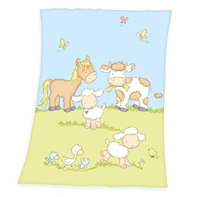 Immagine di Herding Fynn Coperta per Bambini, Gli Animali della Fattoria, 75 x 100 cm, Microfibra, Multicolore