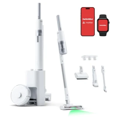 Immagine di SwitchBot K10+ Pro Combo Robot Vacuum con Dual Auto Empty Dock per 70 giorni di pulizia, Aspirapolvere Senza Filo Luci LED la Pulizia dei Capelli degli Animali Domestici