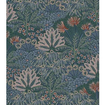 Immagine di Rasch Carta da parati 711332 con palme e foglie di palma in blu, verde rosa della collezione Sophia 10,05 m x 0,53 (lunghezza larghezza)