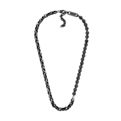 Immagine di Armani Exchange Collana da uomo in Acciaio inox, AXG0150060, Taglia unica, inossidabile, Nessuna pietra preziosa, Argento scuro, 55Lx0.85Wxcm