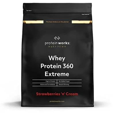 Immagine di The Protein Works Proteine Whey 360 ​​Extreme in Polvere Panna e Fragole Frullato Ad Alto Contenuto Proteico Con Glutammina, Vitamine Minerali 600g