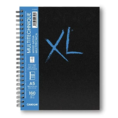 Immagine di Canson XL Media Book carta a grana fine con trattamento speciale pe rle tecniche umide e secche. 160 gm 14,8x21 cm A5 ,60 fogli