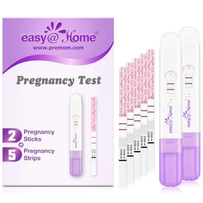 Immagine di Easy@Home test di Gravidanza Precoce 10mIU/mL: Alta Precisione, Risultati Affidabili e Veloci, Integrazione con l’APP Premom, 7 (2 Sticks &amp; 5 Strisce)