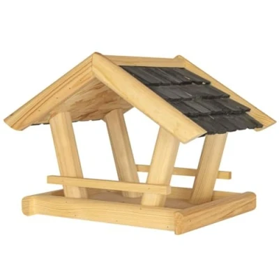Immagine di ITA Casetta per Uccelli 36x25x26 cm in Legno Mangime Selvatici Resistente alle Intemperie, Stabile, Robusta
