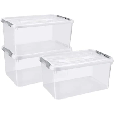 Immagine di Curver 240679 Scatola in plastica HANDY chiusa, impilabile (L x A P) 400 290 600 mm Trasparente 3 pz.