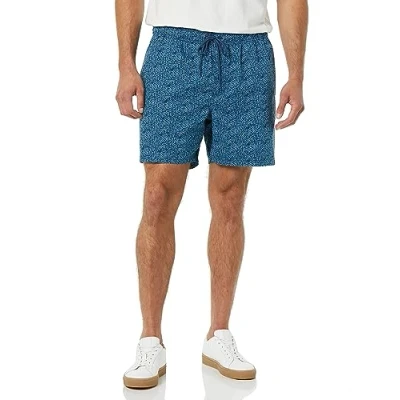 Immagine di Amazon Essentials Pantaloncini con Coulisse Cucitura Interna da 15,2 Cm Uomo, Indaco Blu Marino Palm Trees, XS