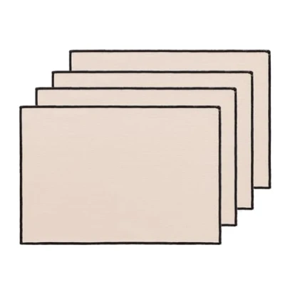 Immagine di Tovagliette per tavolo da pranzo in tessuto cotone lavabile resistente al calore, 35 x 50 cm, colore ecru