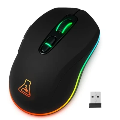 Immagine di THE G LAB Kult Krypton Mouse Gaming Senza Fili 6400 DPI, Wireless Bluetooth &amp; 2.4 GHz, RGB, Batteria Lunga Durata, 7 Pulsanti, Leggero e Ambidestro Nero