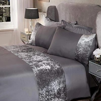 Immagine di Sienna Set Biancheria da Letto, Poliestere Misto Cotone Policotone, Grigio Argento, Doppio
