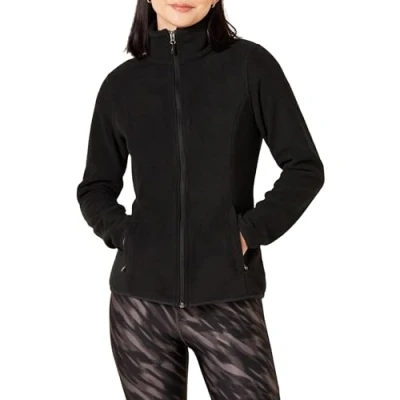 Immagine di Amazon Essentials Giacca in pile morbido con cerniera intera dal taglio classico (disponibile taglie forti) Donna, Nero, S