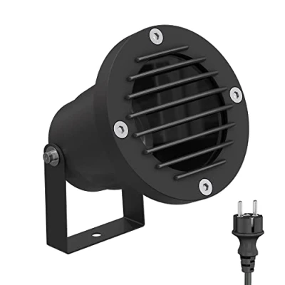 Immagine di ledscom.de faretto da giardino DUK, griglia per esterni, IP65, spina, nero, 1x GU10 max. 15W, impermeabile, letto, esterno, illuminazione esterna, lampada giardino, piante,