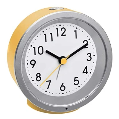 Immagine di TFA Dostmann sveglia analogica 60.1034.07 con movimento silenzioso Sweep retroilluminazione, allarme e funzione snooze giallo, lunghezza 103 x larghezza 39 altezza 99 mm