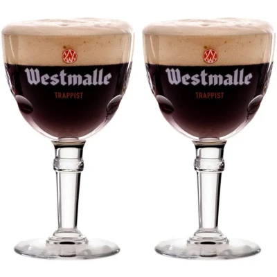 Immagine di Westmalle Bicchiere da birra ufficiale Trappist Set di 2 bicchieri Volume 33cl Perfetto per bere Double o Triple Meraviglioso compagno Massima qualità