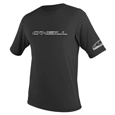 Immagine di O&#039;NEILL Basic Skins S/S Rash Tee, Giubbotto avventato Uomo, Camiseta Negra con Escritura Blanca,