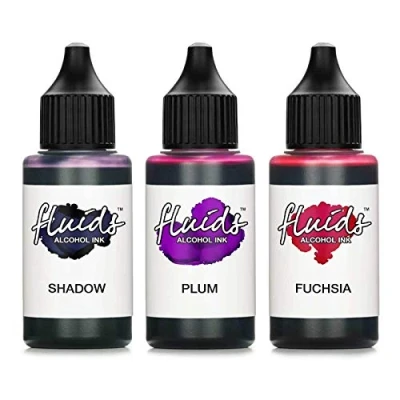 Immagine di Octopus 3X 30ml Fluids Alcohol Ink Set Shadow, Plum, Fuchsia, Inchiostro ad Alcool per Fluid Art, Argilla polimerica e Resin Resina epossidica