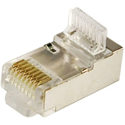 Immagine di Spina modulare schermata RJ45 CAT 5e dritta Poli: 8P8C Argento LogiLink MP0004 100 pz.
