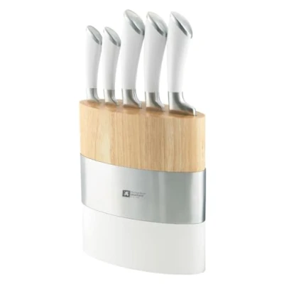 Immagine di Richardson Sheffield Fusion 5 Piece Knife Set with Block White and Wood