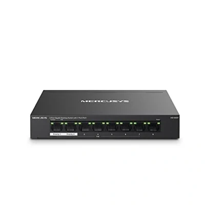 Immagine di TP Link Mercusys MS108GP PoE+ Switch 8 Porte Gigabit con 7 PoE+, 30W per Porta PoE, 65W su Tutte le Porte, 802.3af/at, Cassa in Metallo, Durevole e Silenzioso, Sdoppiatore Ethernet, Plug&amp;Play