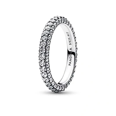 Immagine di PANDORA Timeless Anello a fila singola in argento Sterling con pavé e zirconi cubici trasparenti, 56