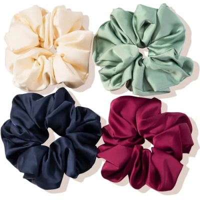 Immagine di Lolalet 4 Pezzi Scrunchies per Capelli Seta Grande, Elastici Donna e Ragazze Stile C