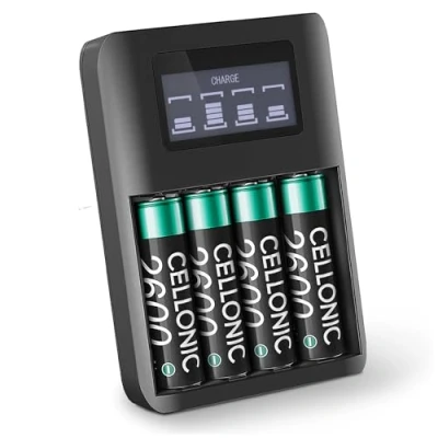 Immagine di CELLONIC Batteria Compatibile con FujiFilm instax Mini 11, 12, Wide 300, HS20EXR, S4000, E550, S6500 FD 4X AA 2600mAh 1.2V + Caricabatteria