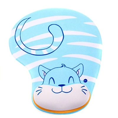 Immagine di TUKA mouse pad con comodo supporto in gel per polso, imbottitura di Tappetino poggia polsi imbottito gel, gatto blu, TKC5100 bluecat