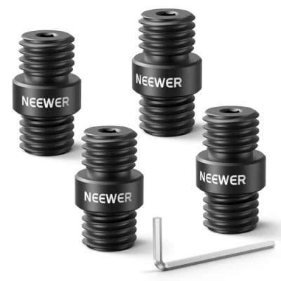 Immagine di NEEWER Connettore per 15mm Rod, 4 Pezzi, M12x1,5 Asta di Estensione da su Shoulder Rig e Video Rig, Solo Aste in Lega Alluminio NEEWER, SR020