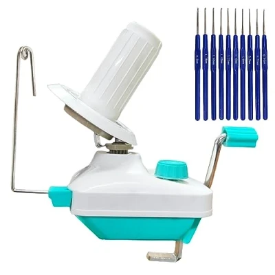 Immagine di avvolgitore per gomitoli di filato, gomitoli, facile da installare e usare, robusto, include 10 uncinetti dimensioni