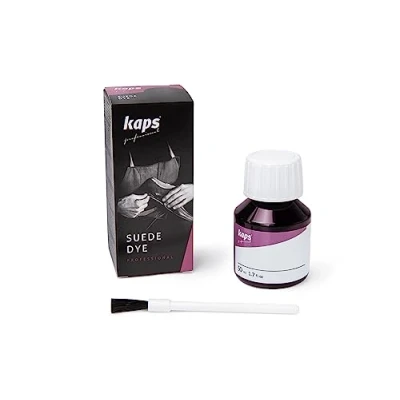 Immagine di Kaps Tinta Pelle Scamosciata, Colorante Per Scarpe in di Nabuk e Riparare Scarpe, Borse, Oggetti Rovinati, Include Pennello Applicatore, 50ml (111 Bordeaux)