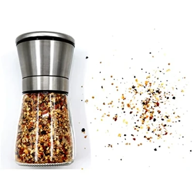 Immagine di Macina Sale E Pepe, Condimento In Acciaio Inossidabile Di Alta Qualità Con Spessore Regolabile, Macinapepe Manuale Ergonomico Per Cucina, Confezione Singola (Short)