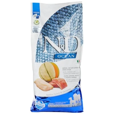 Immagine di Farmina N&amp;D Ocean Medium/Maxi Salmone, Merluzzo e Melone cantalupo Set %: 2 x 12 kg