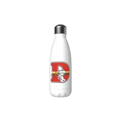 Immagine di Snoopy Bottiglia d&#039;acqua in acciaio inox, chiusura ermetica, con motivo lettera D multicolore, 550 ml, colore: bianco, prodotto ufficiale (CyP Brands)