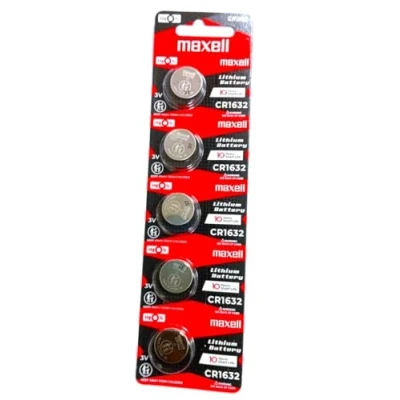 Immagine di Maxell 18586600 Pila domestica Single Use Battery CR1632 Zinc Manganese Dioxide (Zn/MnO2) Batterie (Single Battery, CR1632, (Zn/MnO2), 3 V, 5 Pezzi(), 140 mAh)