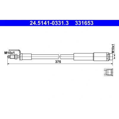 Immagine di ATE 24.5141 0331.3 Tubi Freno 375 M10x1 FORD: Transit Custom V362 Bus, Van