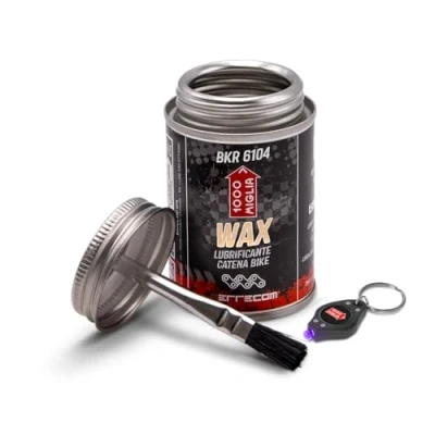 Immagine di 1000 Miglia BKR 6104 DRY 120 mL, Cera Catena Bici per utilizzo In Condizioni del tracciato Asciutte e Polverose, Barattolo All One da ml con Pennello incluso