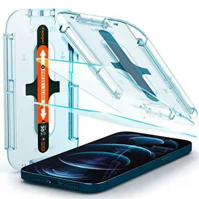 Immagine di Spigen Glas.tR EZ Fit Vetro Temperato compatibile con iPhone 12 Pro Max, 2 Pezzi, Cristallino, Durezza 9H Pellicola prottetiva