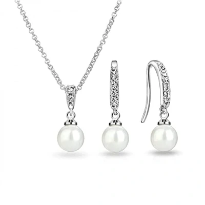 Immagine di Philip Jones Set di gocce perle placcate in argento creato con cristalli Zircondia®